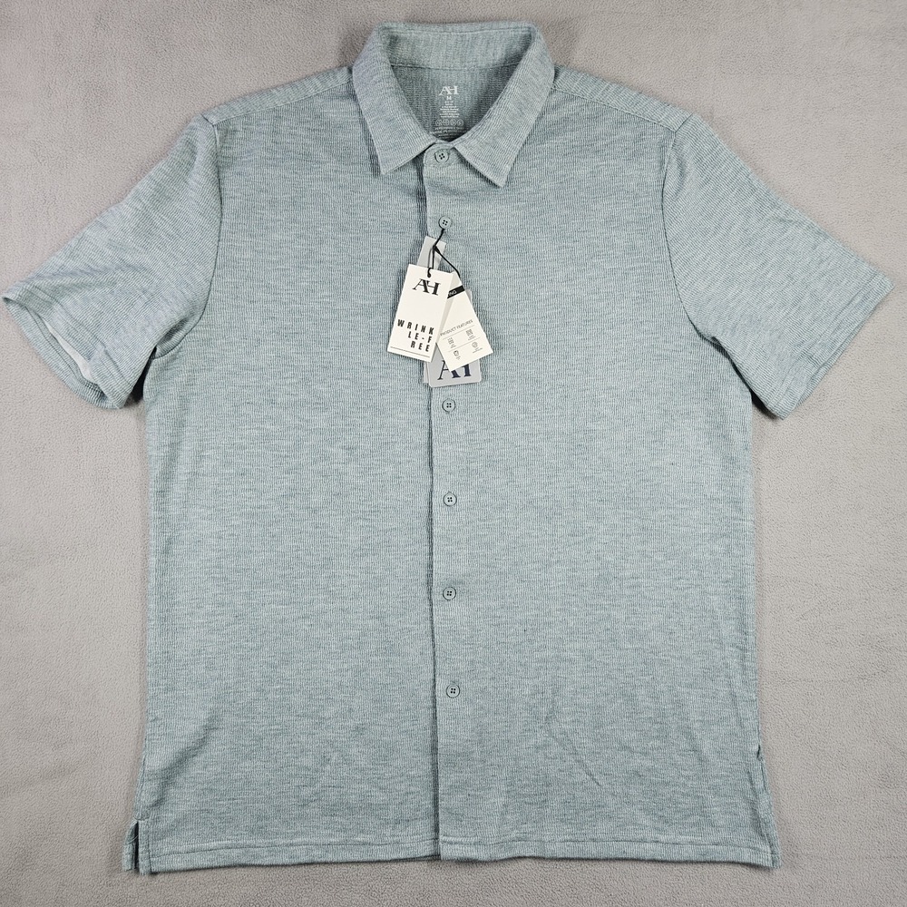 American Heritage Polo Mens Medium Performance Knit Shirt Mint SPF 50 Stretch